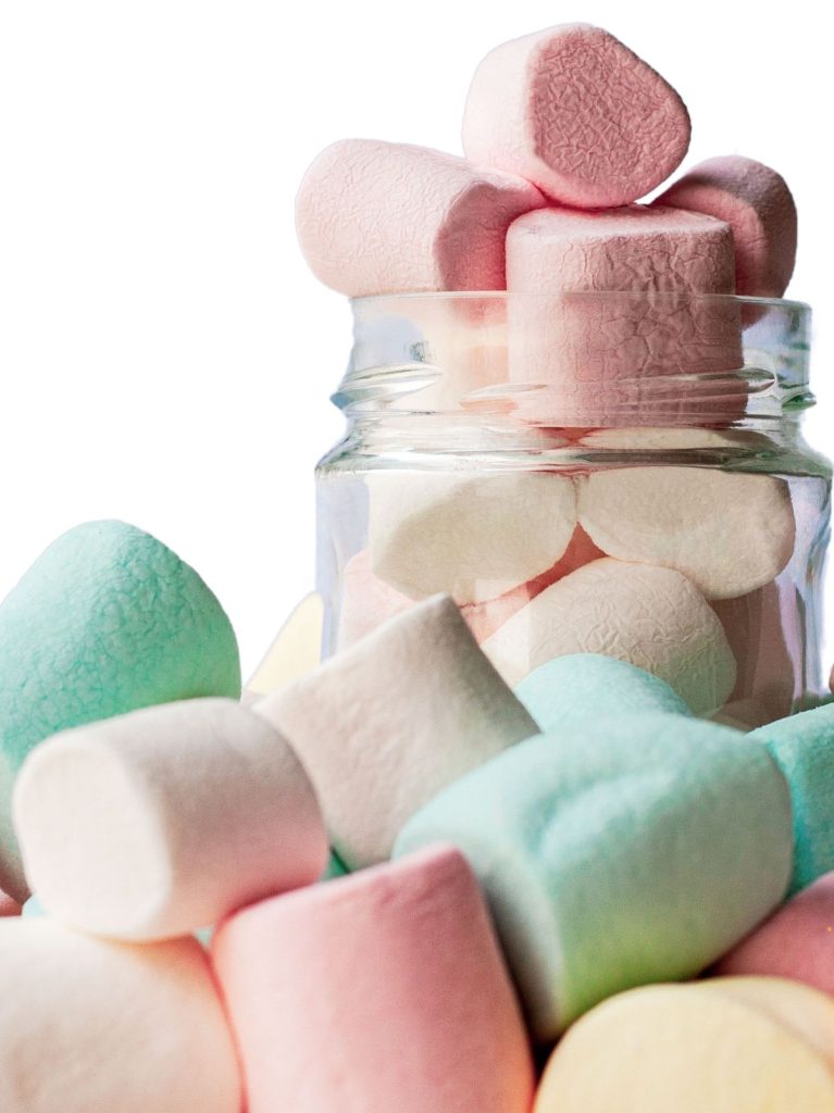 colorful marshmallows in a jar